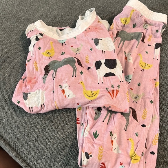 Little Sleepies Pajamas Little Sleepies Pink Farm Animal Print 78
